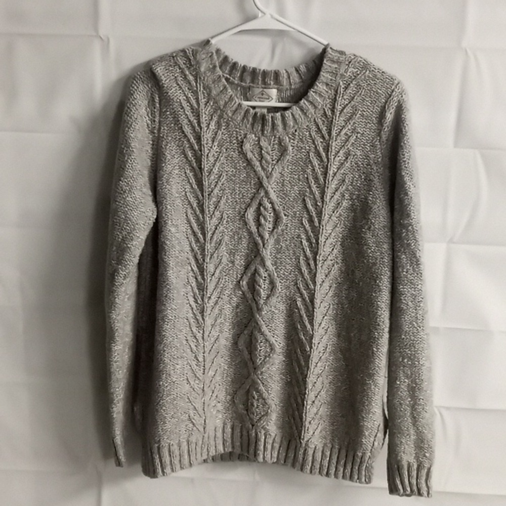 Women's St Johns Bay cable knit sweater large grey